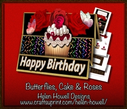 Butterflies, Cake & Roses - 5 Stepper Card.
