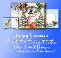 Happy Snowman - Cut & Fold Card with stand out Front Panel