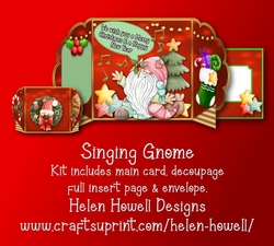 Singing Gnome - double gate fold card.