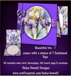 Beautiful Iris - 1 - Blank Card - but comes with 7 sentiment tags.