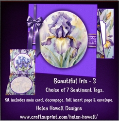 Beautiful Iris - 3 - Blank Card - but comes with 7 sentiment tags.