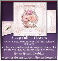 A Cup full of Flowers - Mothers Day/Birthday/Get Well/ Thinking of You Card