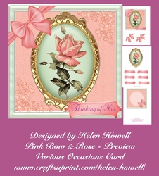 Pink Bow & Rose - Various Occasions Card