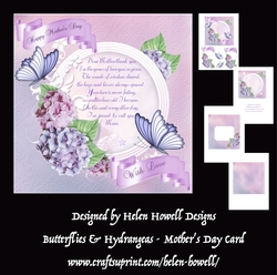 Butterflies & Hydrangeas - Mothers Day Card