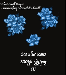 Sea Blue Roses Decoupage Kit