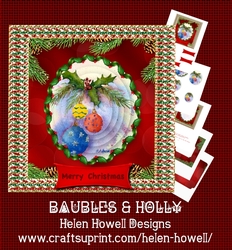 Baubles & Holly Pyramid Card