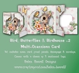 Bird, Butterflies & Birdhouse 2 - Double Gatefold Card