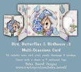 Bird, Butterflies & Birdhouse 3 - Double Gatefold Card