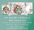 Bird, Butterflies & Birdhouse 4 - Double Gatefold Card