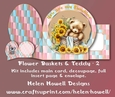 Flower Basket & Teddy 2 - Blank Card with Sayings