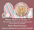 Flower Basket & Teddy 4 - Blank Card with Sayings