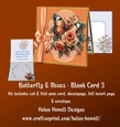Butterfly & Roses -3 - Blank Card - Tent card