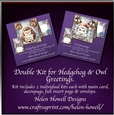 Hedgehog & Owl Greetings  - Tent Cards - Double Kit 