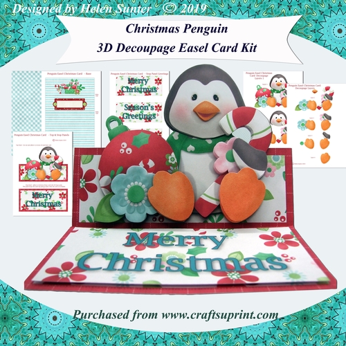 Christmas Penguin 3D Decoupage Easel Card Kit