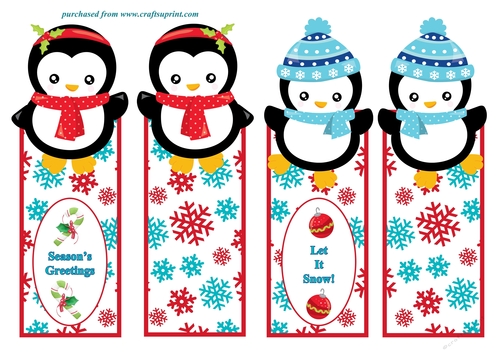 Christmas Penguins Bookmarks 1