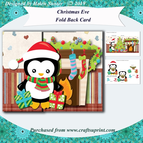 Christmas Eve Fold Back Card with Decoupage Layers