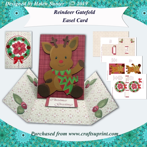 Reindeer Gatefold Easel Christmas Card