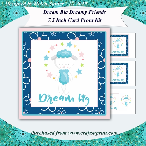 Dream Big Cute Lamb 7.5 Inch Square Card Front Kit