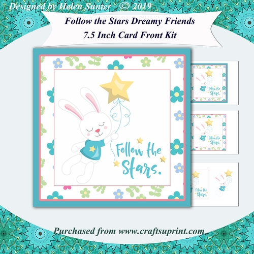 Follow the Stars Bunny Rabbit 7.5 Inch Square Card Front Kit