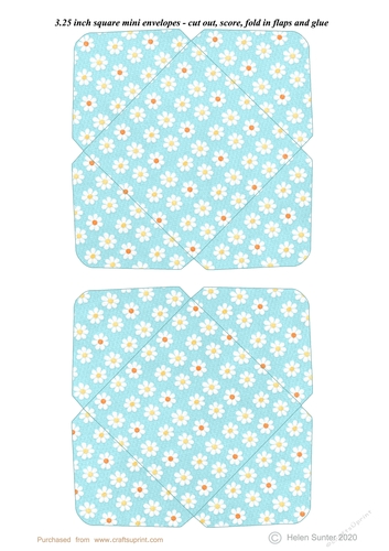 Blue Daisy Mini Envelopes 3.25 Inches Square
