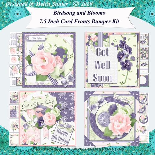 Birdsong and Blooms 4 7.5 Inch Square Card Fronts with Inserts Bumper Kit