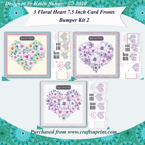 Floral Hearts 7.5 Inch Card Fronts Bumper Kit 2