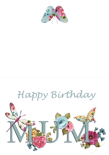 Happy Birthday Mum Floral Print and Fold A5 Card