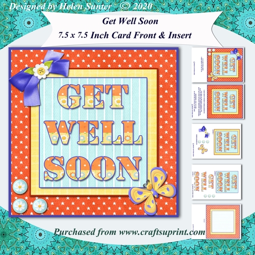 Get Well Soon 7.5 Inch Card Front and Insert