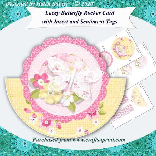 Lacey Butterfly Rocker Decoupage Card, Insert and Extra Sentiments Kit