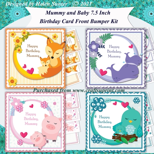 Mother and Baby Animals Birthday and Mothers Day 7.5 Inch Card Fronts Bumper Kit