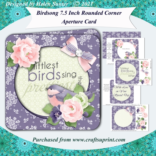 Birdsong Rounded Corner Aperture Card with Decoupage and Extra Inner Panel