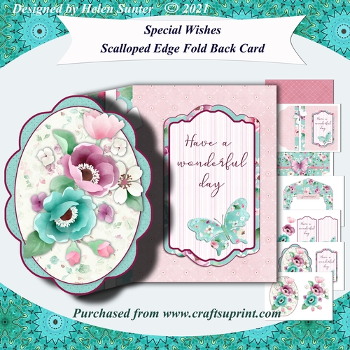 Special Wishes Scalloped Edge Fold Back Card & Envelope