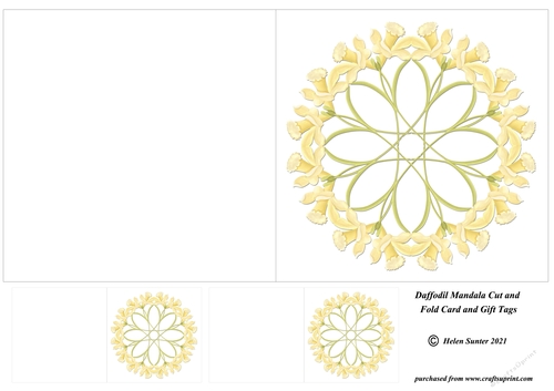 Daffodil Mandala Cut and Fold Card and Gift Tags