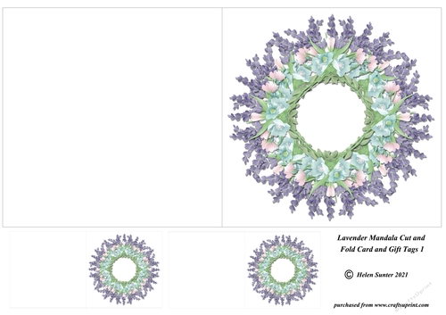 Lavender Mandala Cut and Fold Card and Gift Tags no.1
