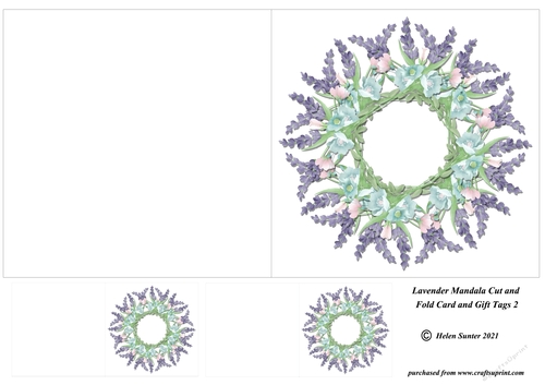 Lavender Mandala Cut and Fold Card and Gift Tags no.2