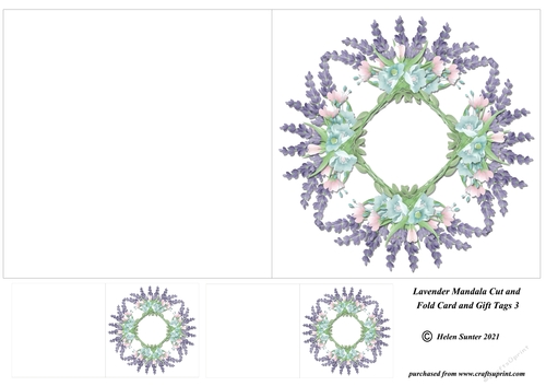 Lavender Mandala Cut and Fold Card and Gift Tags no.3
