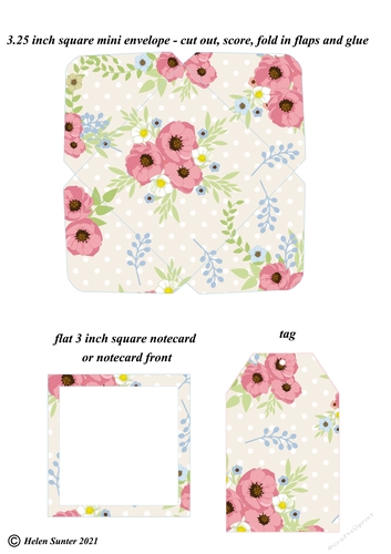 Poppy and Beige Polka Dot Mini Envelope, Flat Notecard and Matching Gift Tag Stationery Set