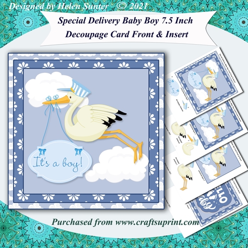 Special Delivery Baby Boy 7.5 Inch Card Front & Insert
