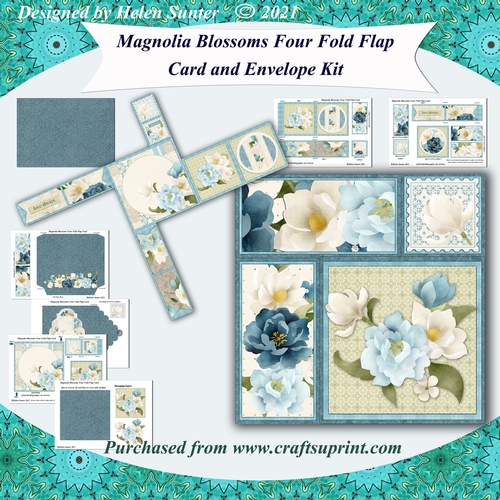 Magnolia Blossoms 4 Fold Flap Card & Envelope Kit