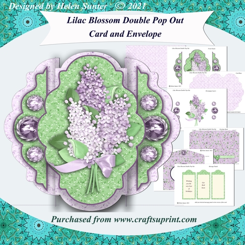 Lilac Blossoms Double Pop Out Card and Envelope