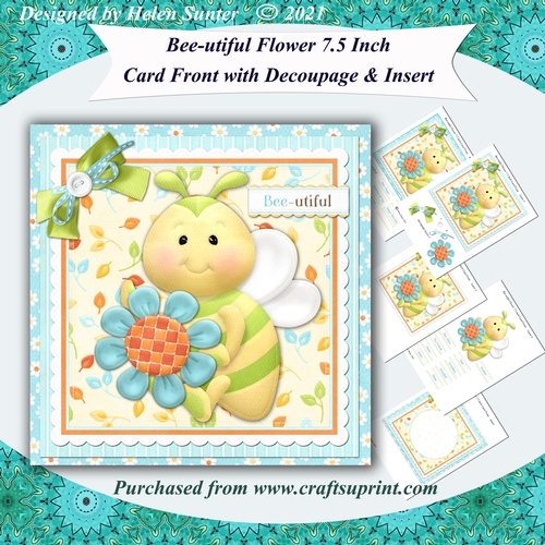 Bee-Utiful 7.5 Inch Card Front with Decoupage, Insert & Sentiment Tiles