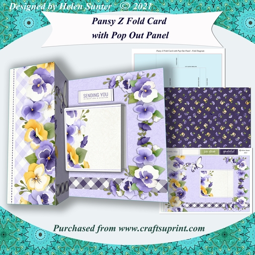 Pansy Z Fold Card with Pop Out Panel