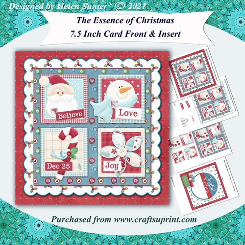 The Essence of Christmas 7.5 Inch Decoupage Card Front & Insert