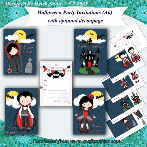Halloween Party Invitations with Optional Decoupage