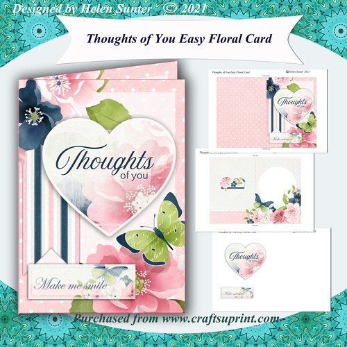 Thoughts of You Easy Floral 5 x 7 Inch Decoupage Card & Insert