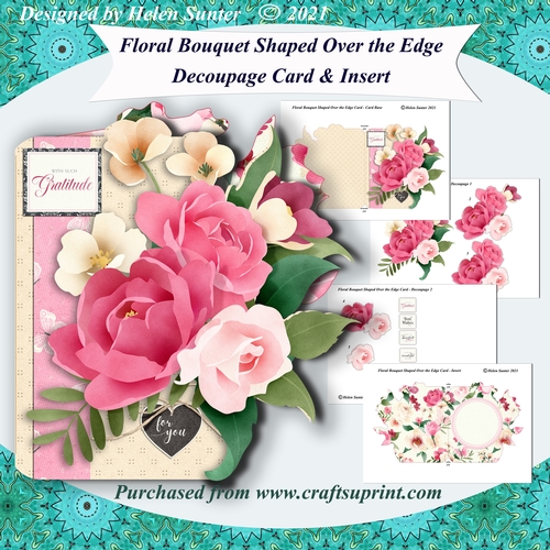 Floral Bouquet Shaped Over the Edge Decoupage Card