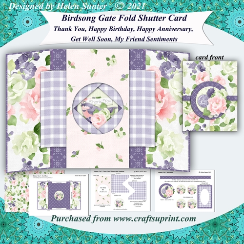 Birdsong Gate Fold Shutter Card with Extra Sentiments