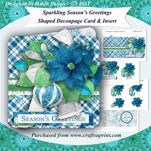 Sparkling Seasons Greetings Shaped Decoupage Card & Insert