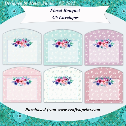 6 Floral Bouquet C6 Envelopes for Cards and Stationery