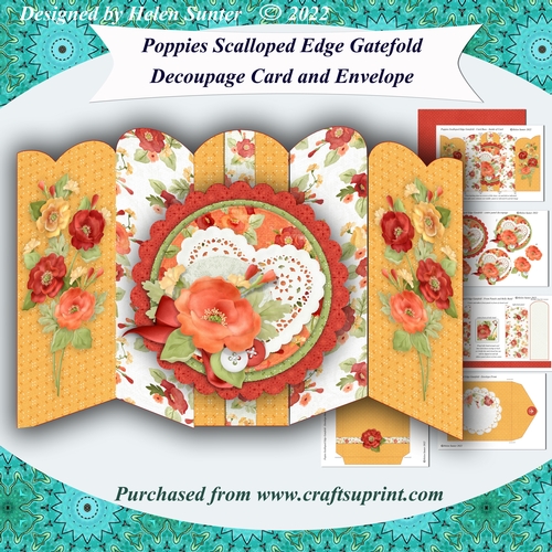 Poppies Scalloped Edge Gatefold Card and Envelope